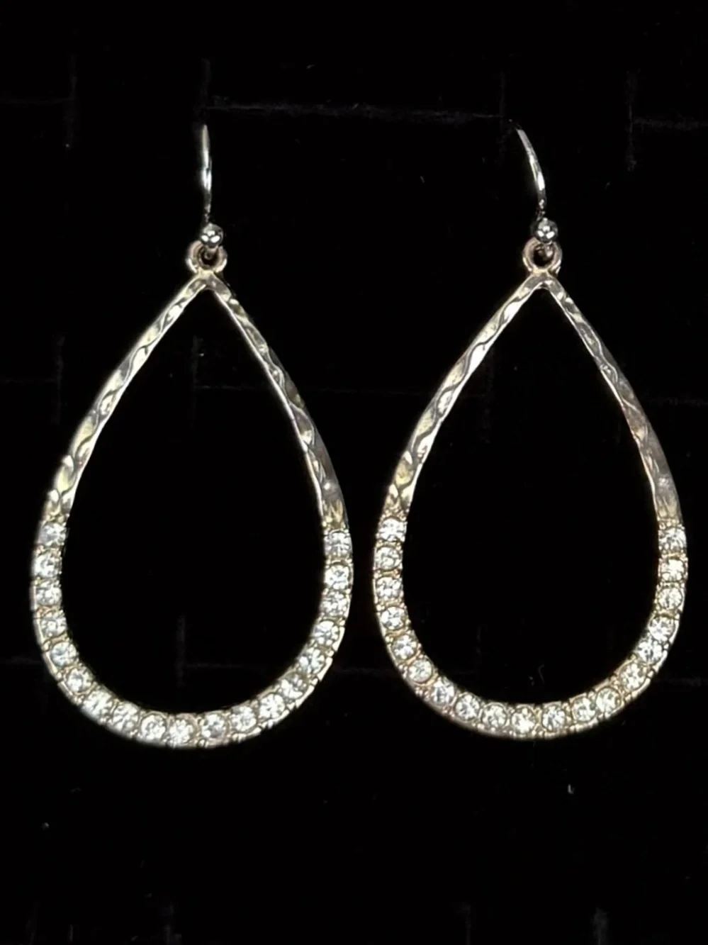 Vintage Silvertone, delicate minimalist bling costume pierced earrings